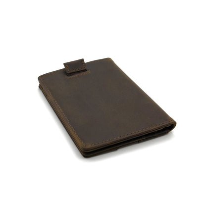 Merwin Vertical Bifold RFID Blocking Slim Quick Access Pull Tab Wallet Cowboy Brown