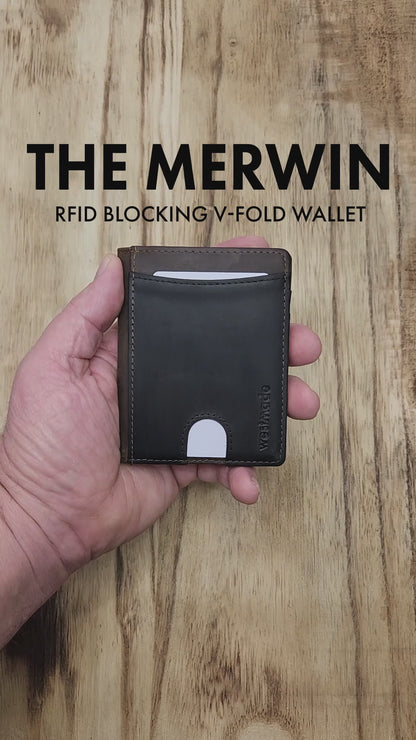 Merwin Vertical Bifold RFID Blocking Slim Quick Access Pull Tab Wallet Cowboy Brown